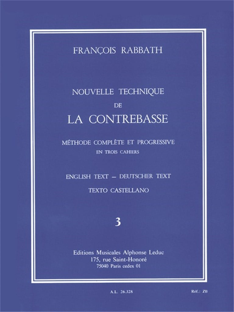 Nouvelle Technique de la Contrebasse, Cahier 3